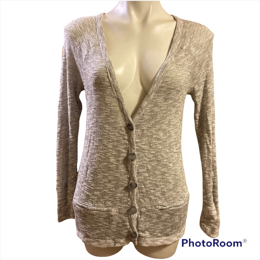 Soft joie gray silver threaded Knit cardigan